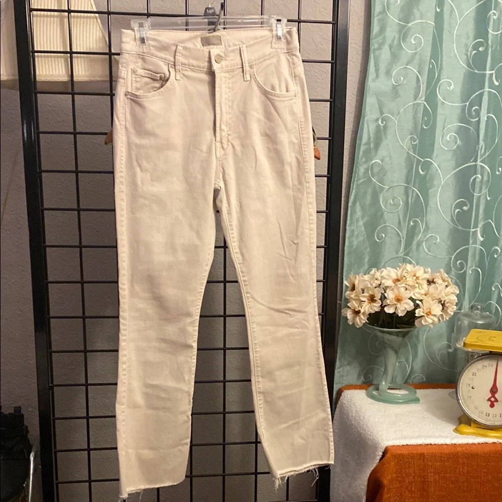 MOTHER Cream Straight Leg Jeans - Picture 1 of 14